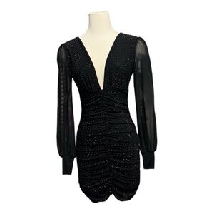 Elegant Black Dress with Sheer Sleeves